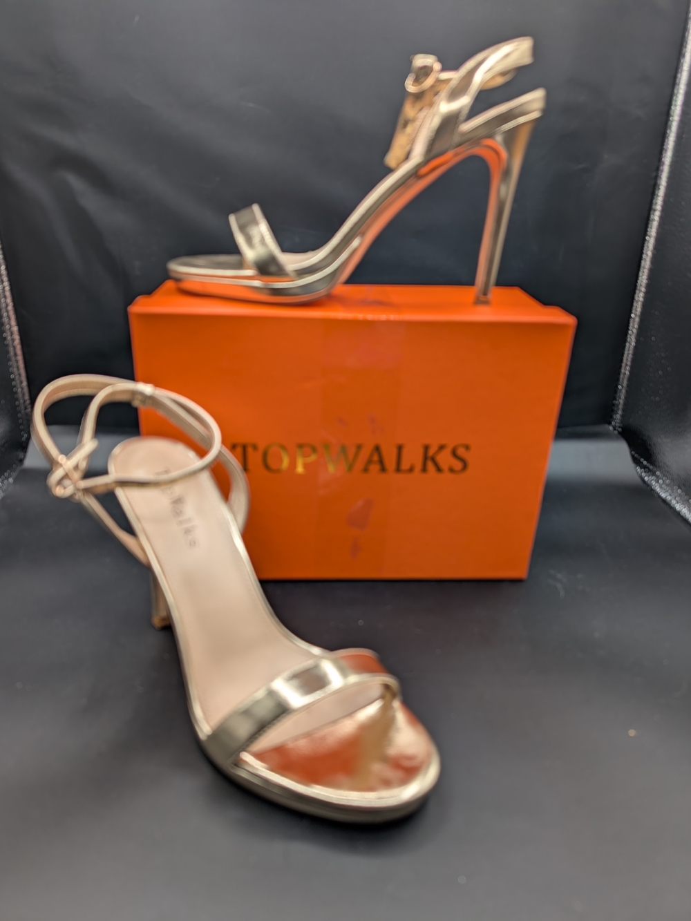 Elegant Gold High Heel Sandals with Ankle Strap